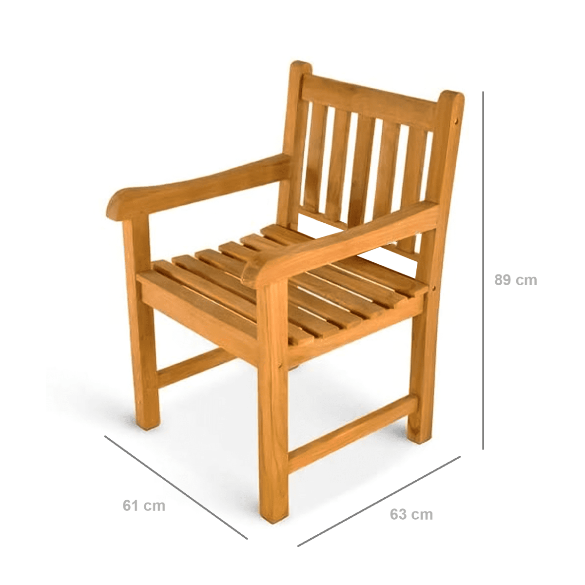 Poltrona da giardino "Royal" in legno massello tropicale cm 61x63 90h - MondoViro