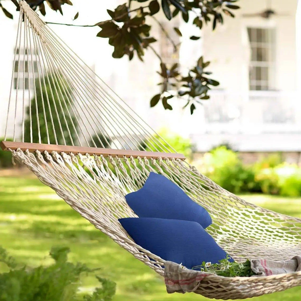 Amaca da giardino in tela intrecciato resistente con supporto in legno cm200x150