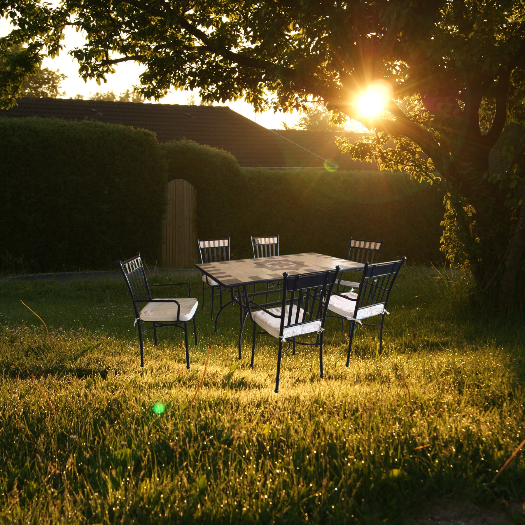 Tavolo da giardino in acciaio Artdecò Mosaico piano con ceramica cm 150x90 h72