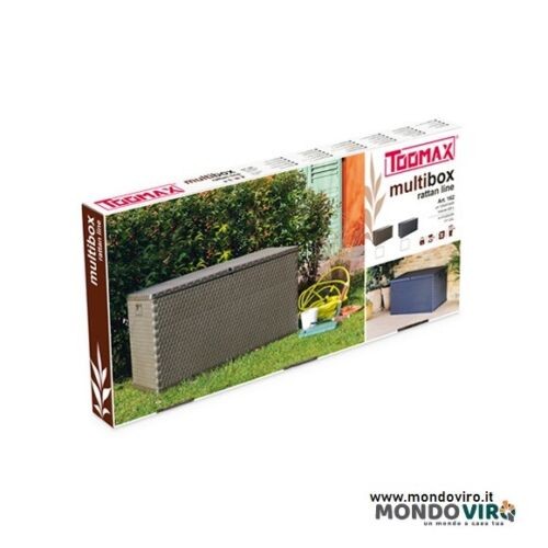 Cassapanca in resina effetto rattan panca contenitore con ruote e manici l 123 cm