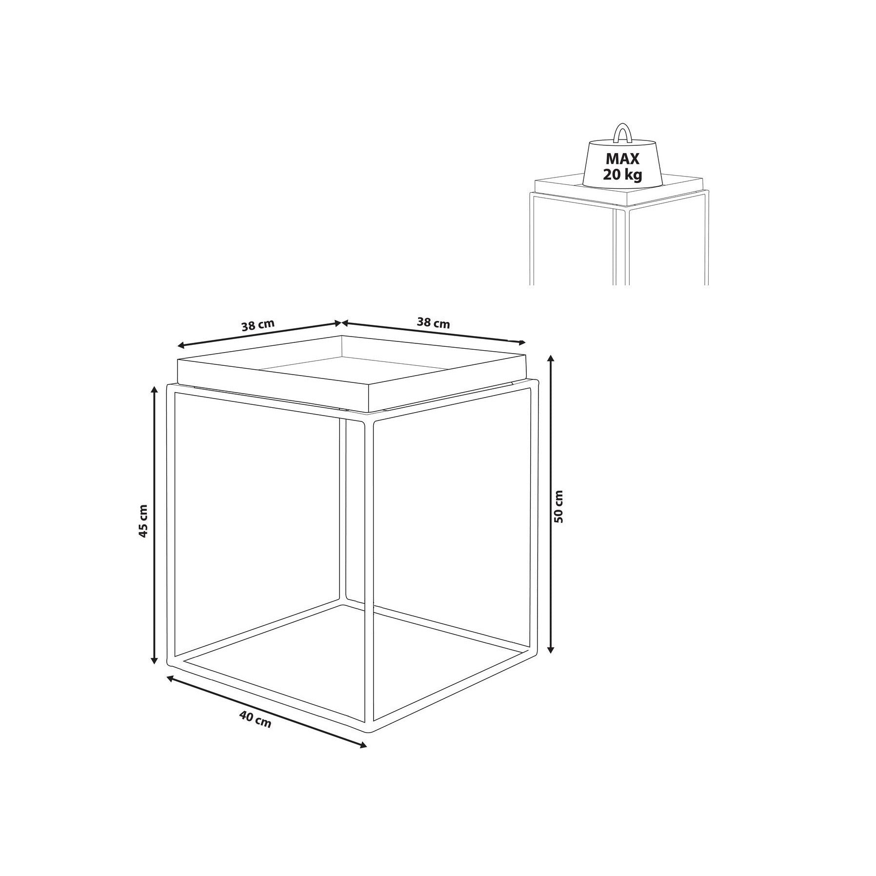 Tavolino da soggiorno basso in metallo bianco cm 35x35 40h