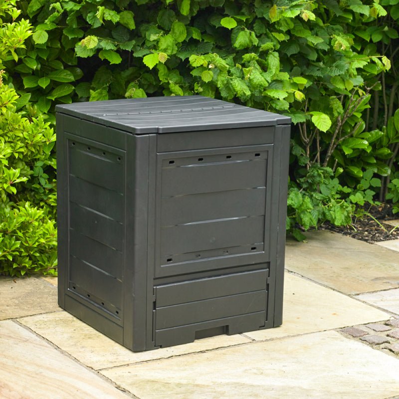 Compostiera a bidone da 260 litri ideale per giardini e uso esterno in plastica resistente