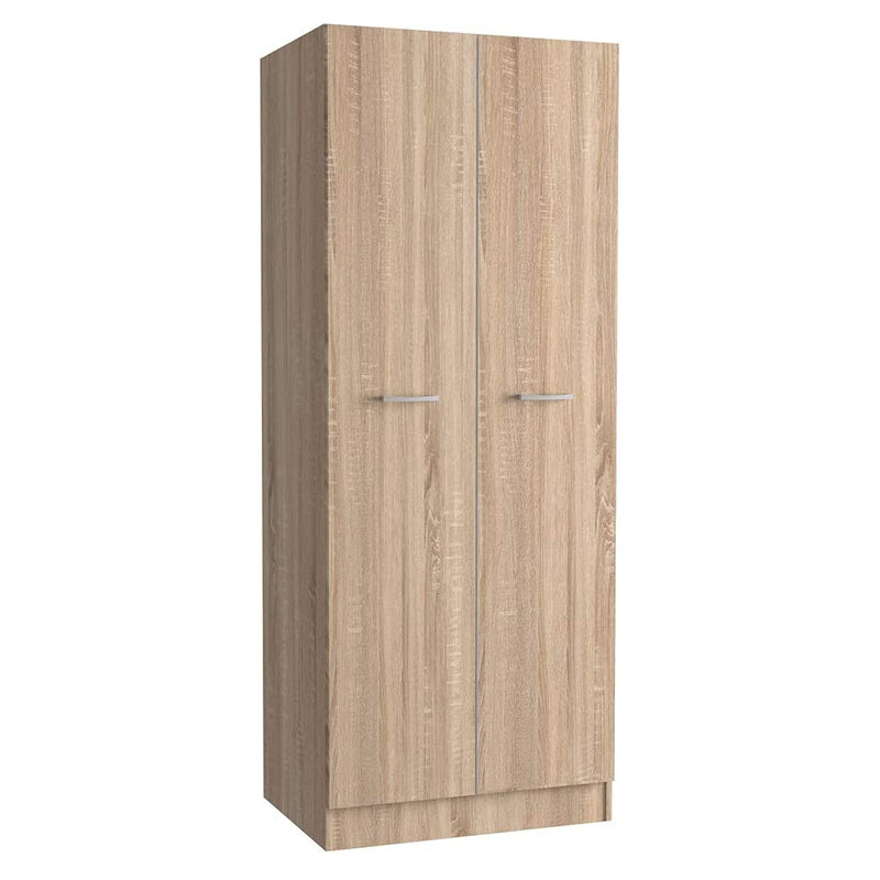 Armadio guardaroba in legno rovere a 2 ante con appendiabiti cm 74x52 h184