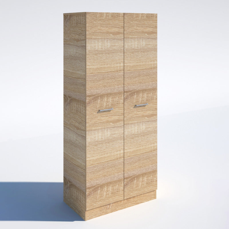 Armadio guardaroba in legno rovere a 2 ante con appendiabiti cm 74x52 h184