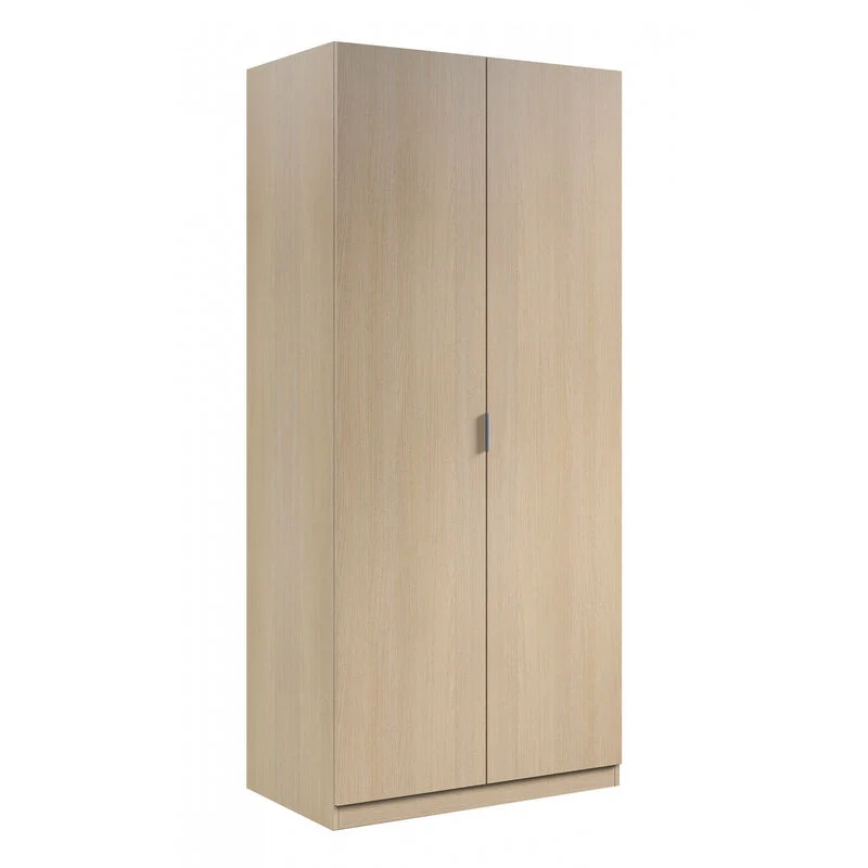 Armadio guardaroba in legno rovere a due ante con appendiabiti cm 81x52 h180