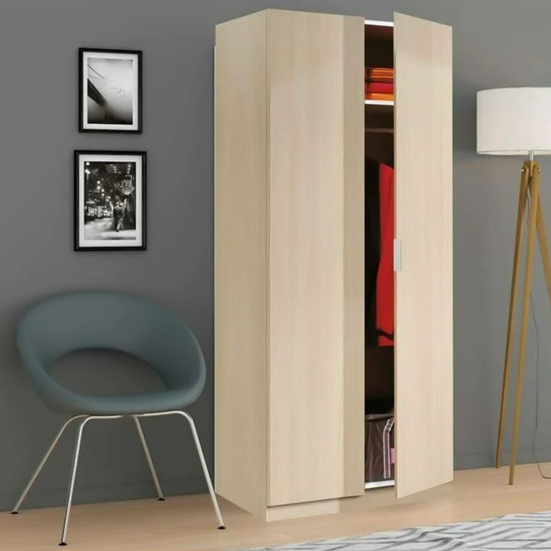 Armadio guardaroba in legno rovere a due ante con appendiabiti cm 81x52 h180