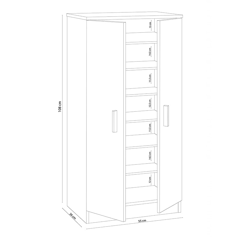 Scarpiera rovere Canadian 2 ante 6 ripiani cm 55x36 108 h