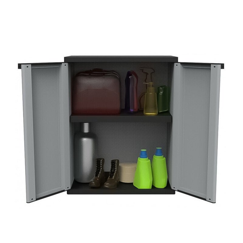 Armadio basso porta oggetti in plastica 2 ante 1 ripiano cm68x38 85h