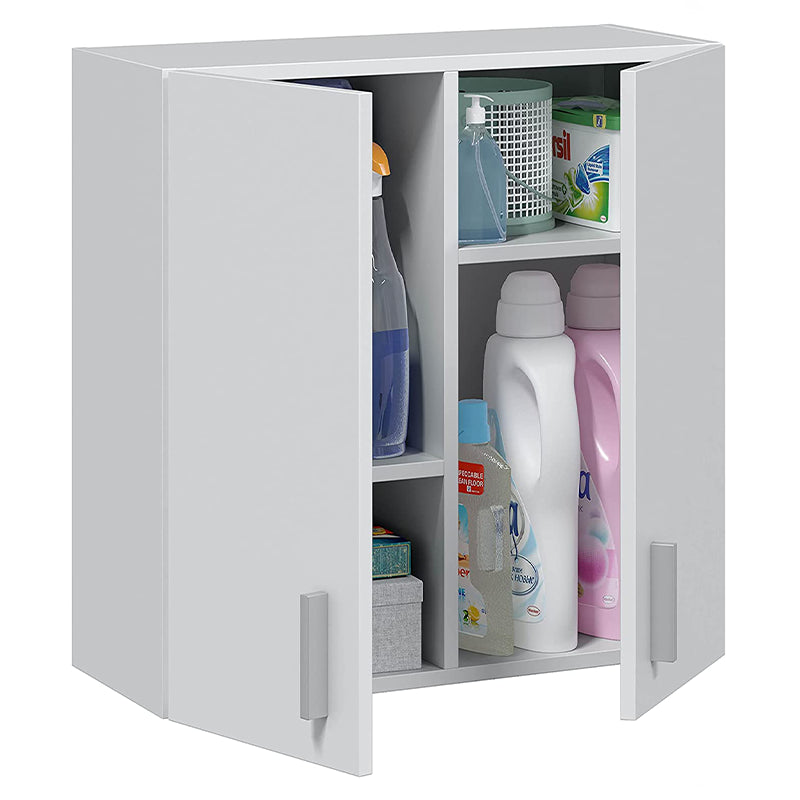 Armadio bianco in legno con pensile 2 ante e 2 ripiani l 59 x h 60 cm