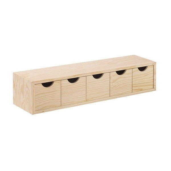 Cassettiera in legno naturale certificato 5 pezzi cm 57x13 12h