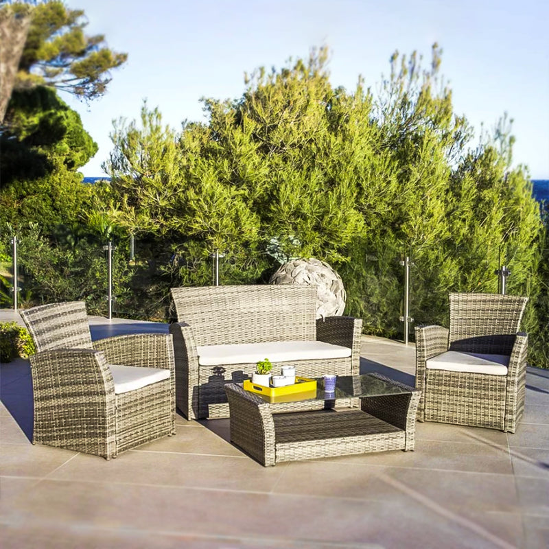 Salotto per esterno in polirattan Century divano poltrone e tavolino per giardino