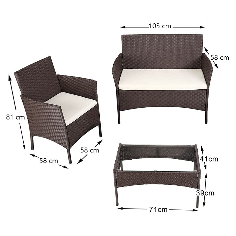 Salotto moderno set Rattan Panama divano tavolo e poltrone marrone