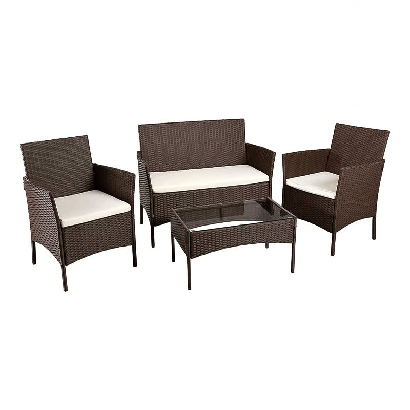 Salotto moderno set Rattan Panama divano tavolo e poltrone marrone