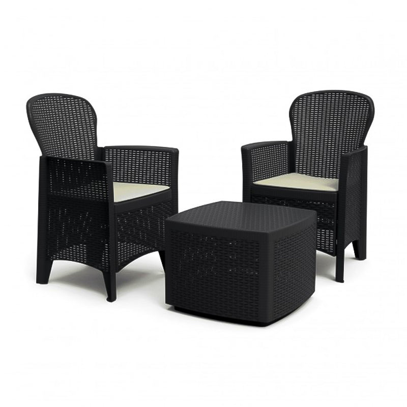 Salotto per esterno Tree in resina completo di poltrone e tavolino per giardino