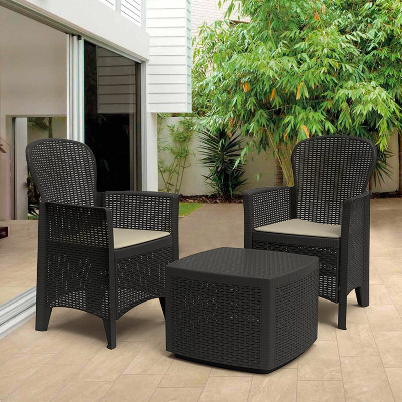 Salotto per esterno Tree in resina completo di poltrone e tavolino per giardino