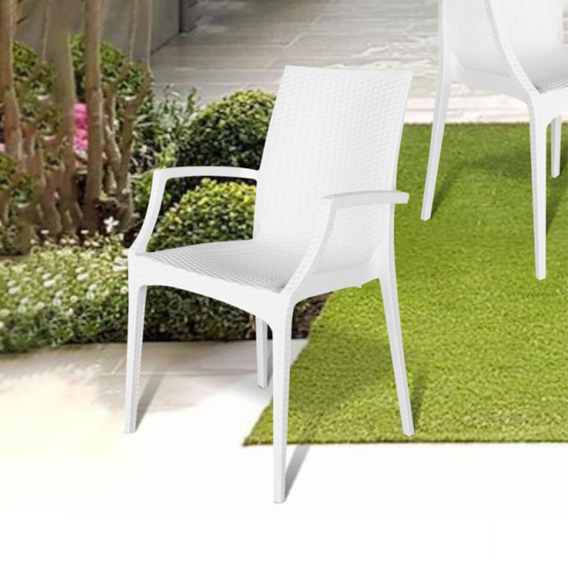 Sedia da esterno in resina rattan poltrona con braccioli per giardino e veranda