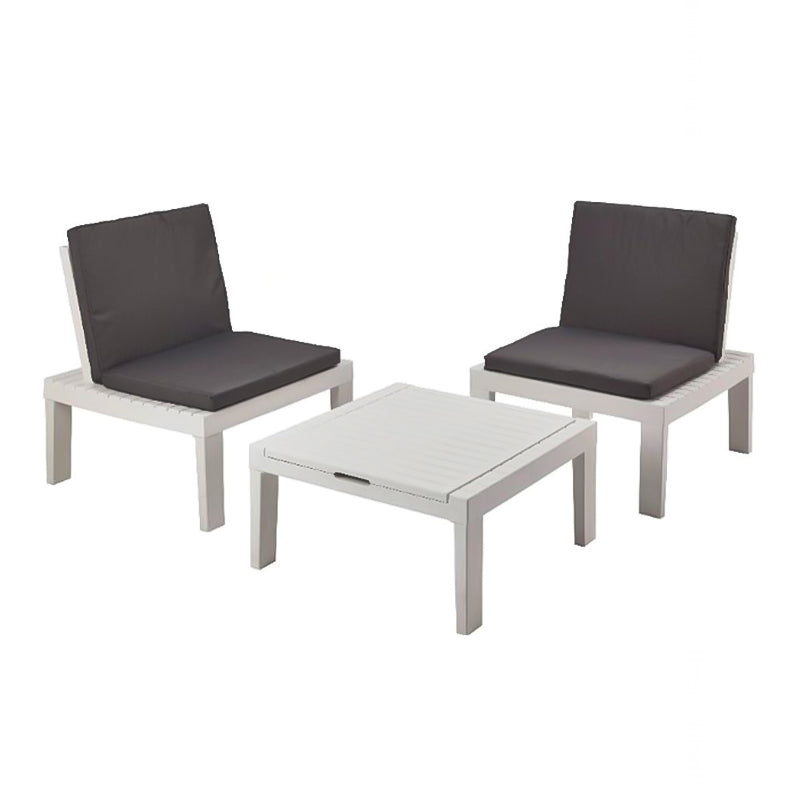 Set salottino in resina 3in1 per esterno con cuscini