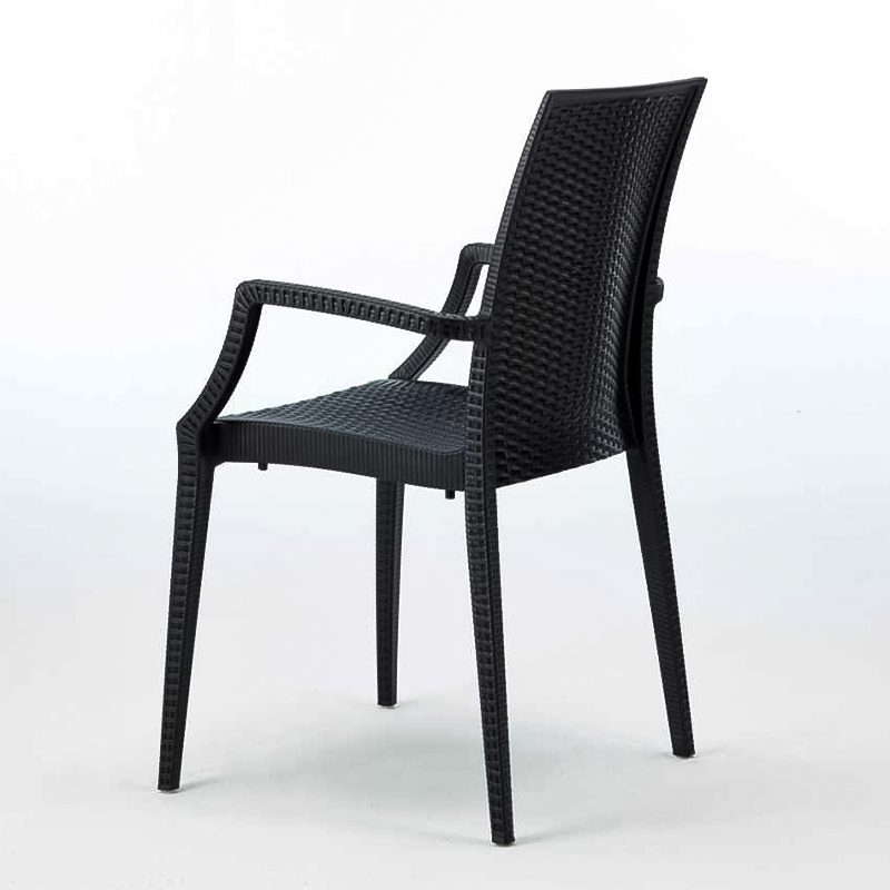 Sedia da esterno in resina rattan poltrona con braccioli per giardino e veranda