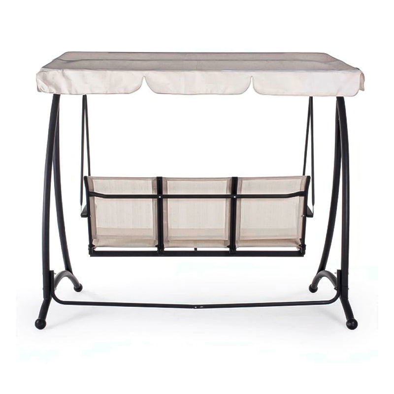 Dondolo da giardino 3 posti in acciaio per esterno veranda con parasole e cuscini