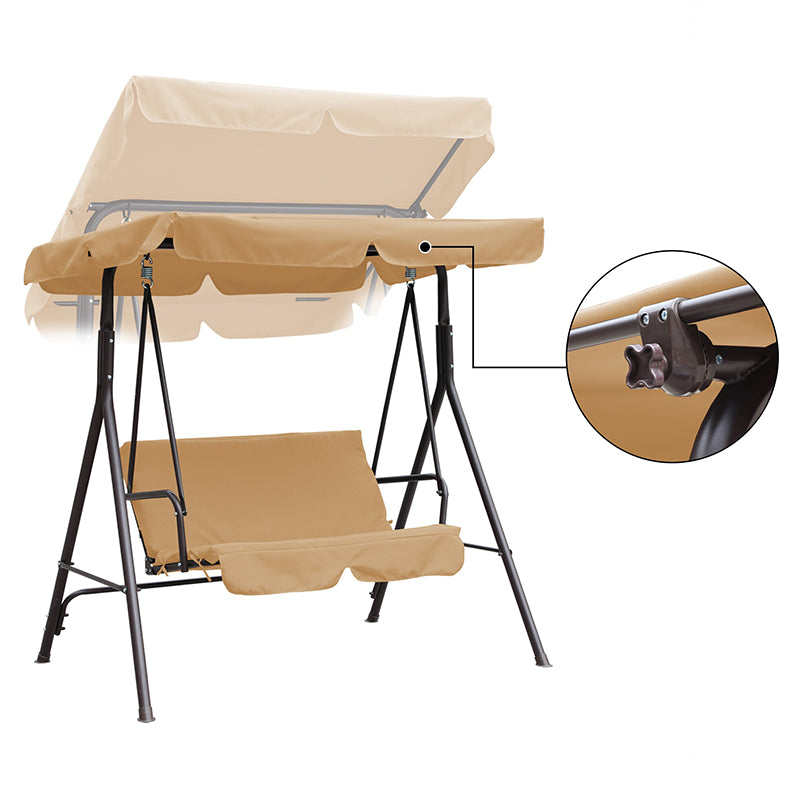 Dondolo da giardino 3 posti in acciaio per esterno veranda con parasole e cuscini