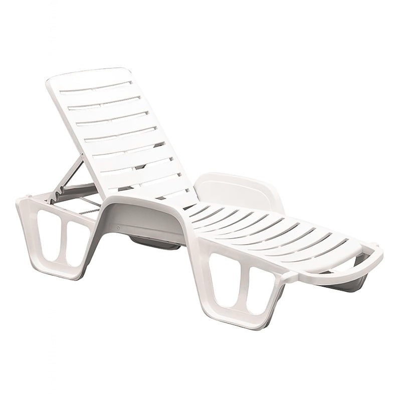 Lettino prendisole in resina con schienale reclinabile per piscina e giardino