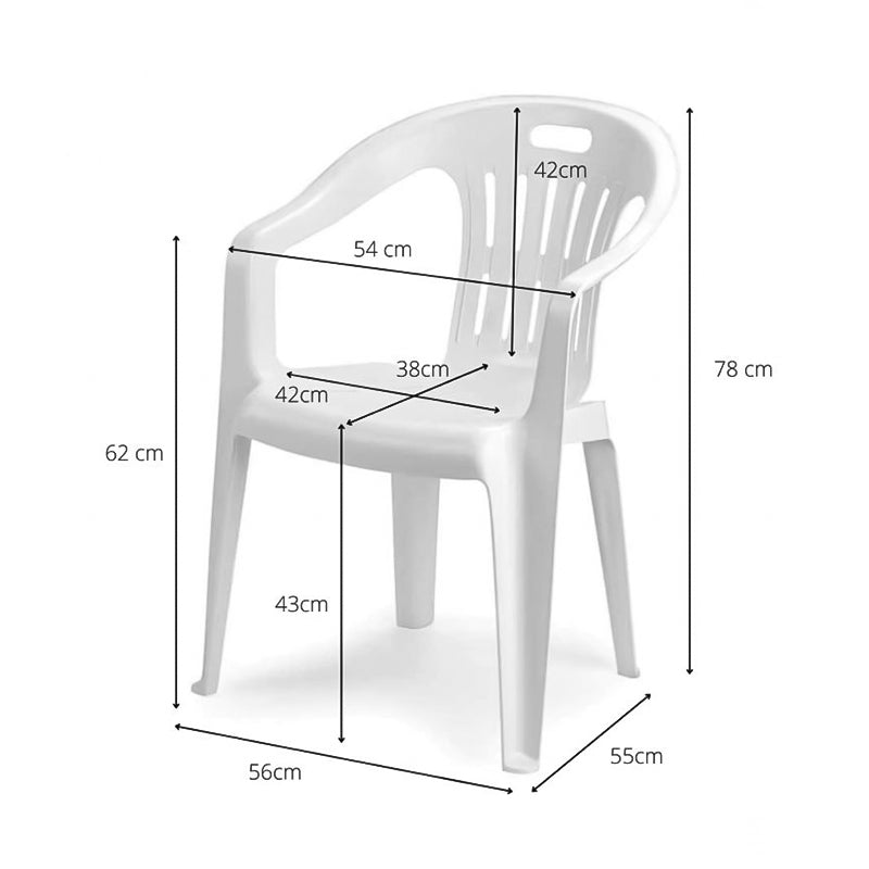 Sedia da esterno in resina impilabile poltrona con braccioli per giardino e veranda
