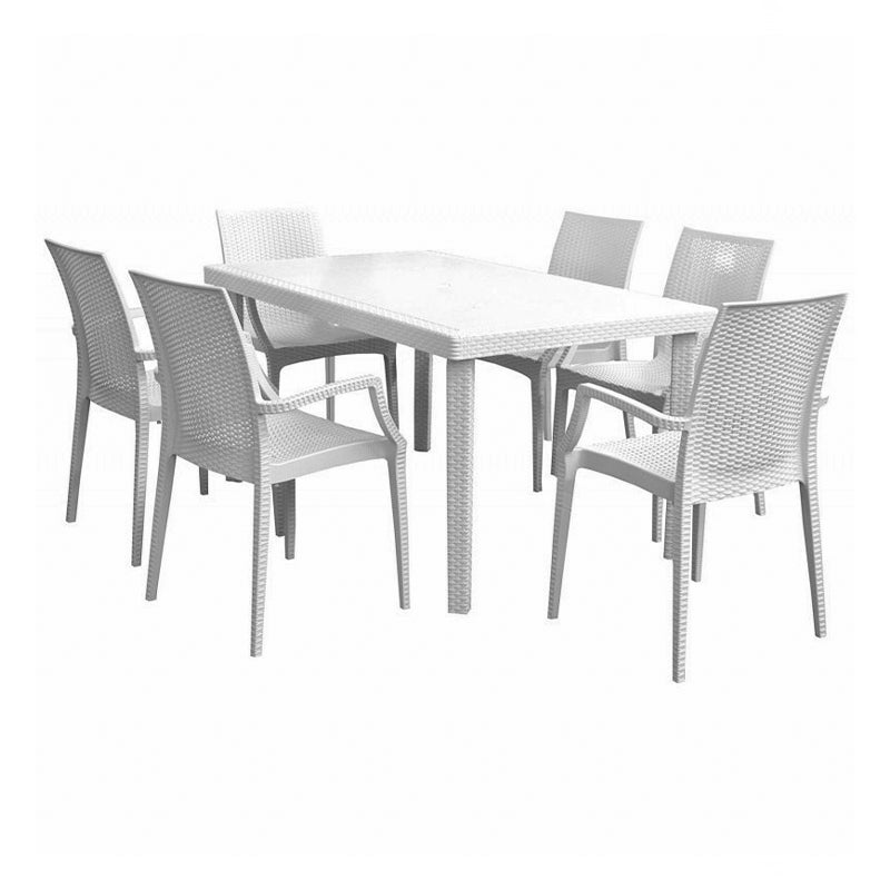 Tavolo da esterno in resina quadrato rettangolare per giardino e veranda
