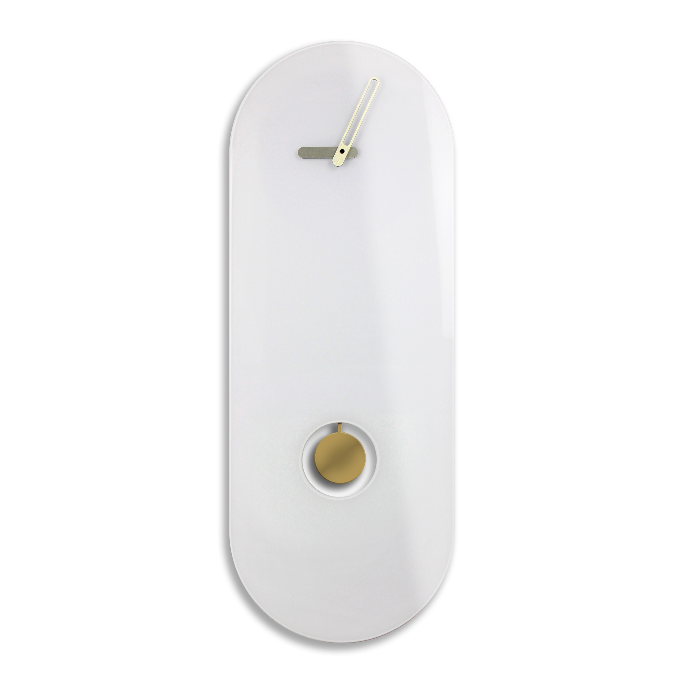 Orologio a pendolo di design "Ostuni" in vetro bianco