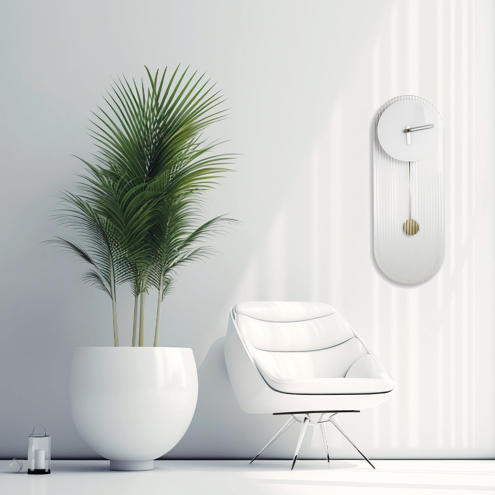 Orologio a pendolo di design "Florence" in vetro bianco