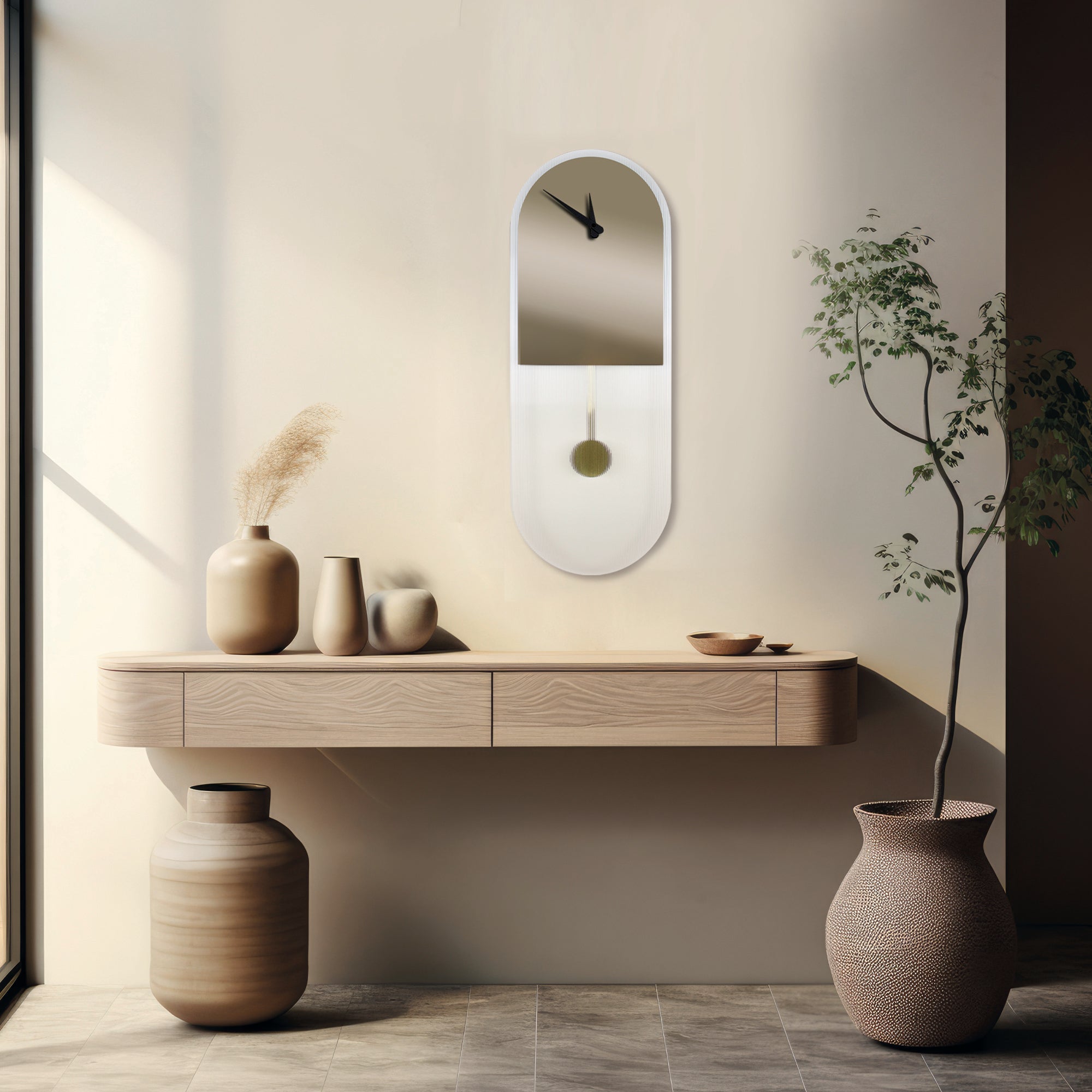 Orologio moderno a pendolo di design "Verona" in vetro rigatino