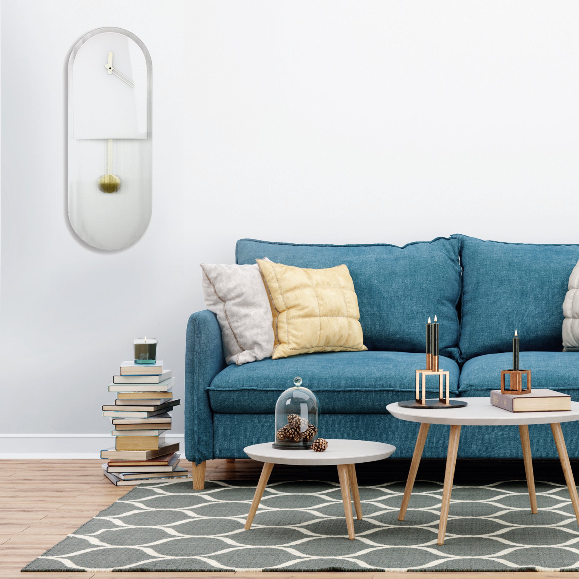 Orologio a pendolo di design "Paris" in vetro rigatino