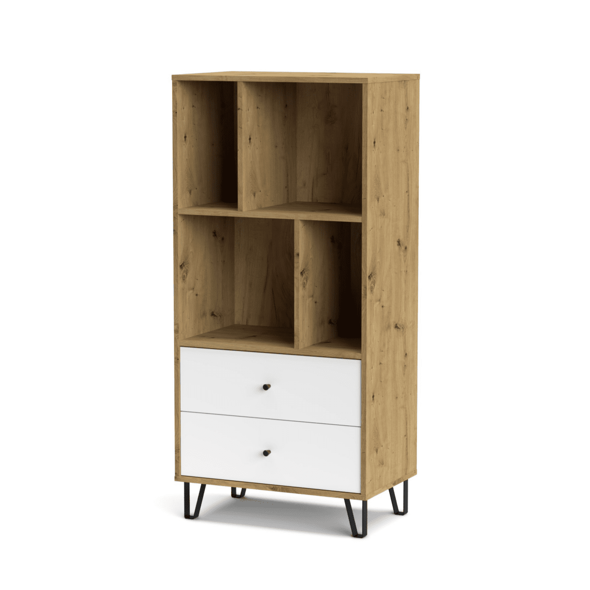 Set mobili da soggiorno "Living Bollo" in legno rovere artisan e bianco - MondoViro