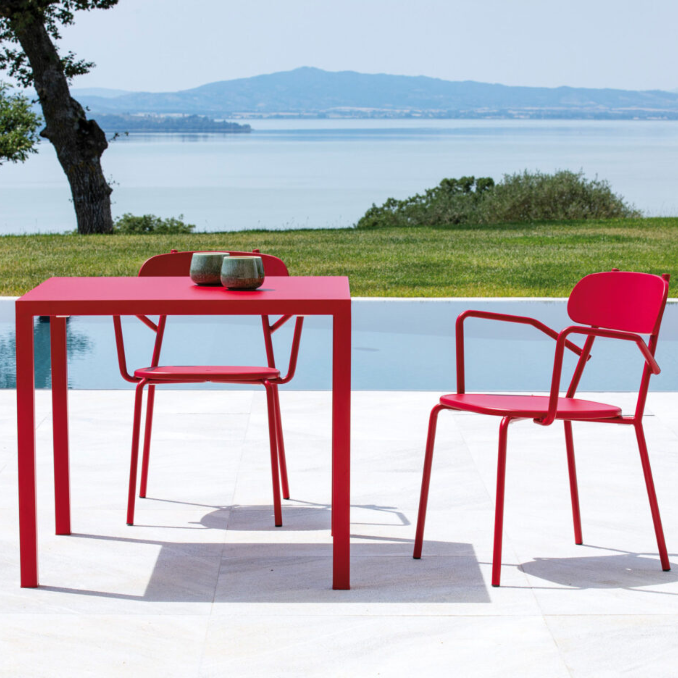 Set di sedie "Fox" da giardino in metallo verniciato impilabili cm 53x53 84h