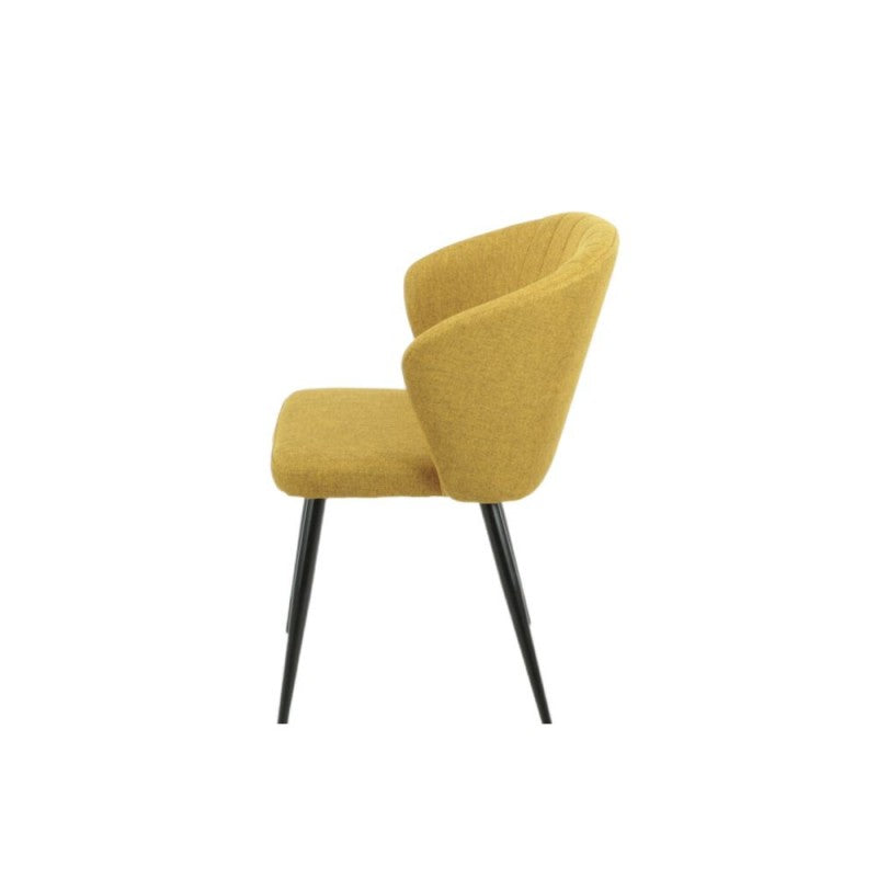 Set di sedie da pranzo "Krid" imbottite in tessuto con gambe in metallo nere cm 44x41 82h