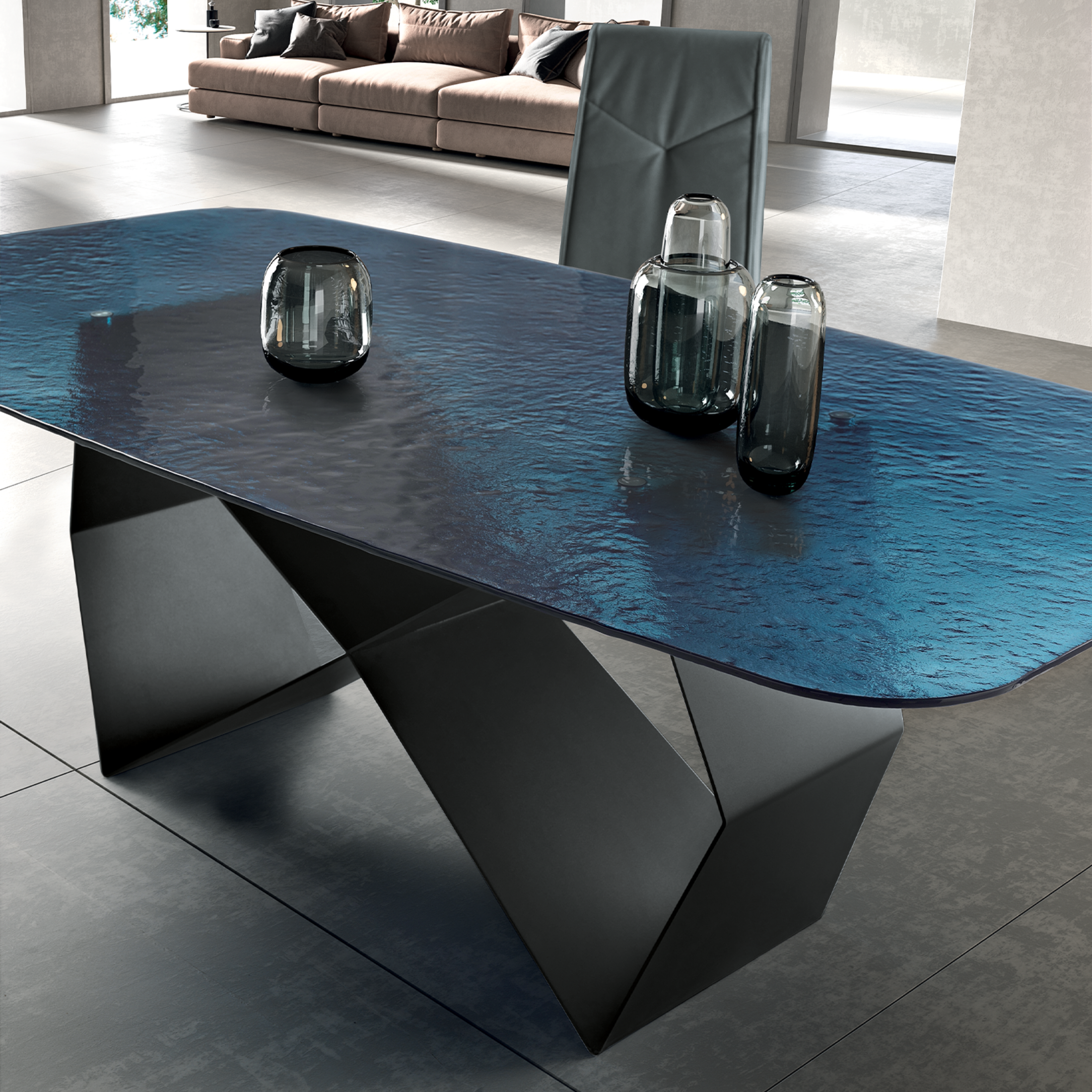 Tavolo fisso moderno "Karlito" con base in metallo verniciato cm 210x110 75h