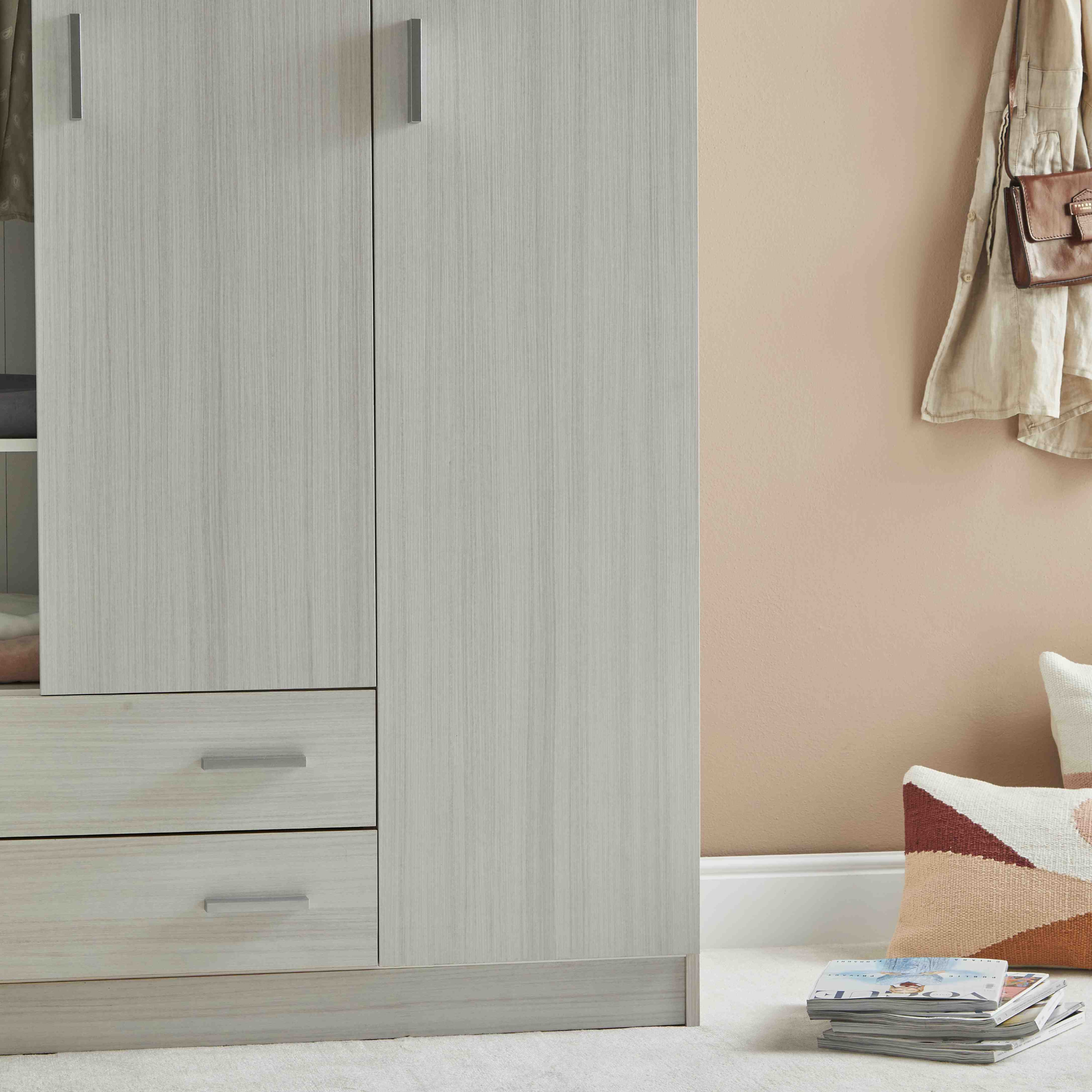 Armadio in legno moderno 3 ante "Cabinet" appendiabiti 2 cassetti cm 111x47 171h