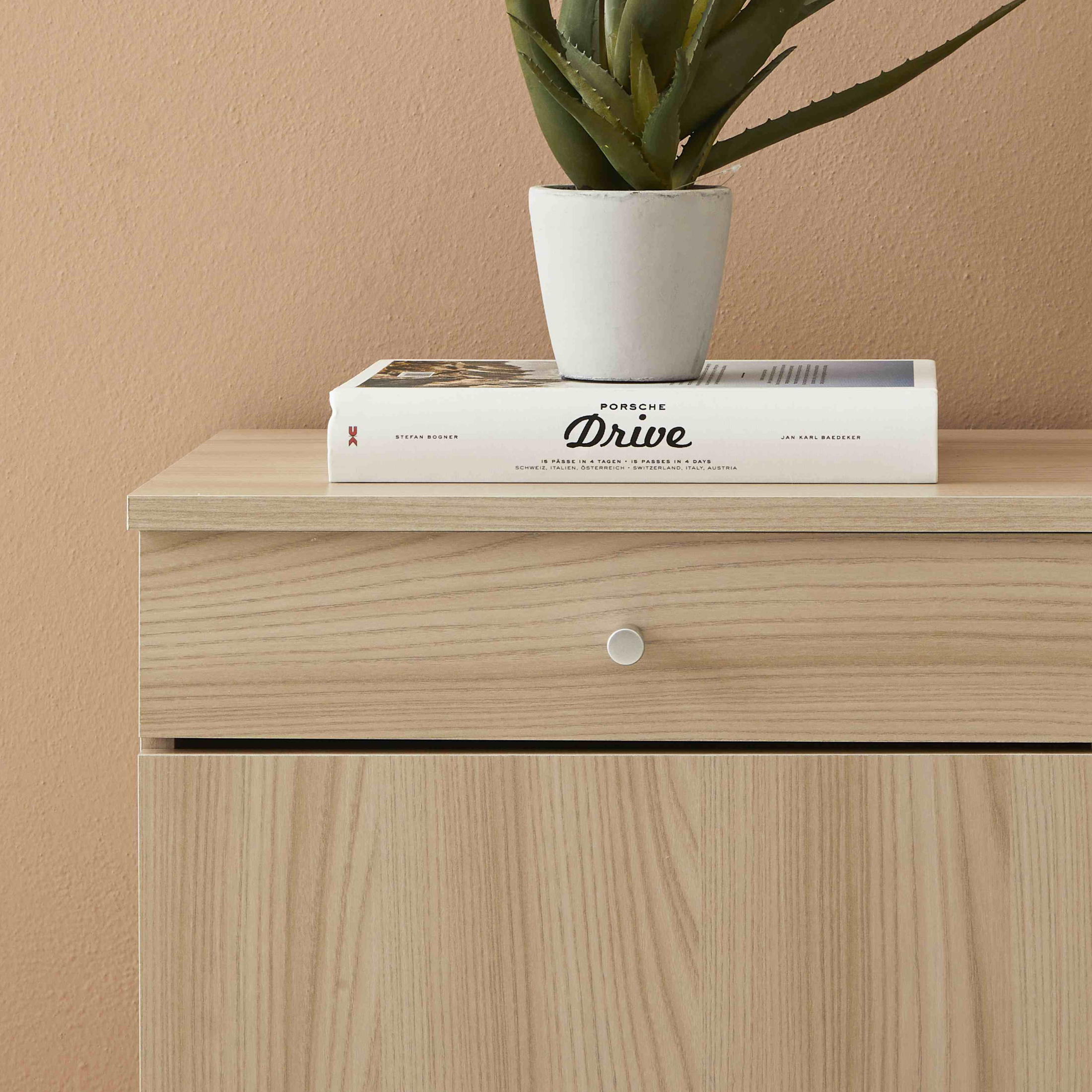 Mobile con 2 ante 1 cassetto in legno "Elisa" moderno da ingresso cm 77x34 80h