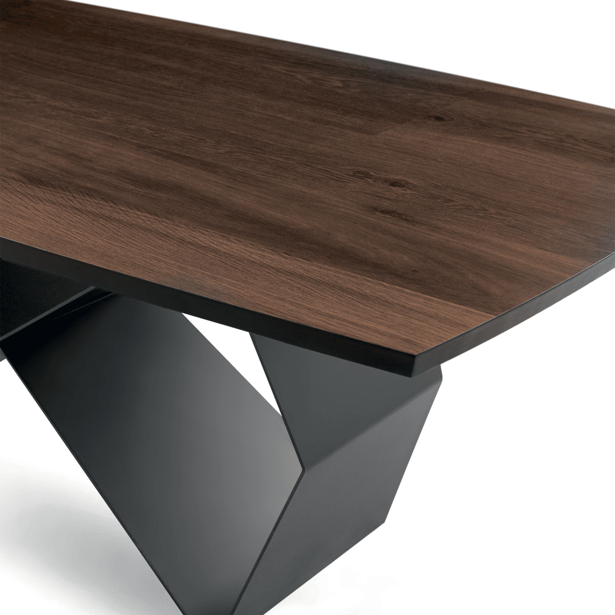 Tavolo fisso da pranzo "Reina" con base in metallo e piano in rovere cm 200x100 75h - MondoViro