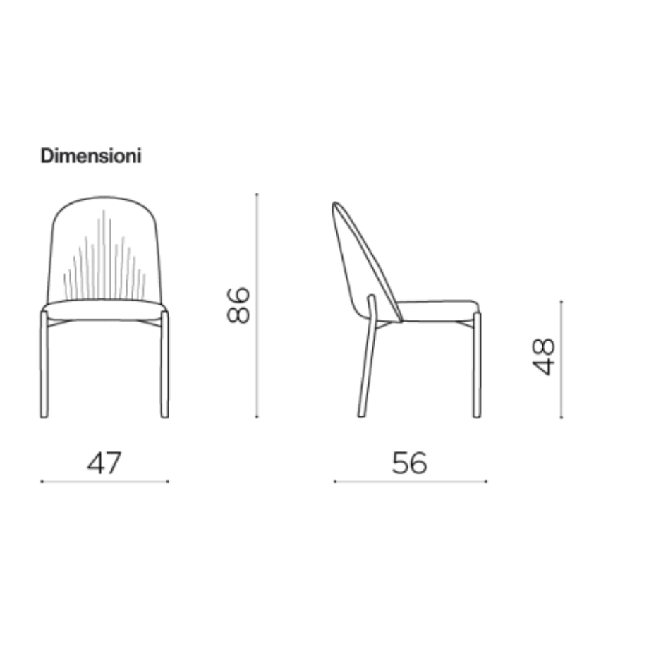 Set di sedie "Nova" imbottite in tessuto con struttura in metallo cm 47x56 86h