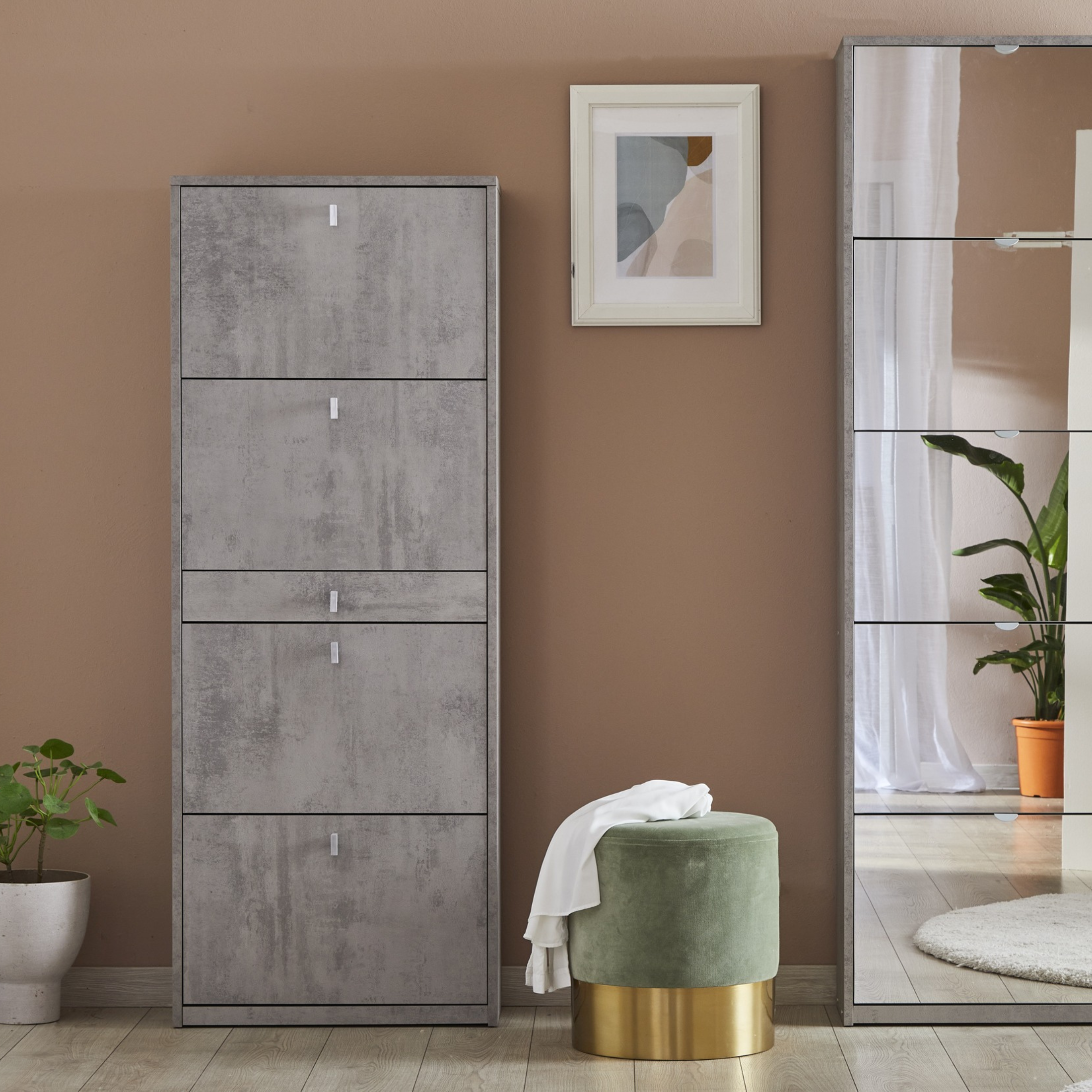 Scarpiera a 4 ante "Chloe1" mobile alto in legno cm 63x18 154h