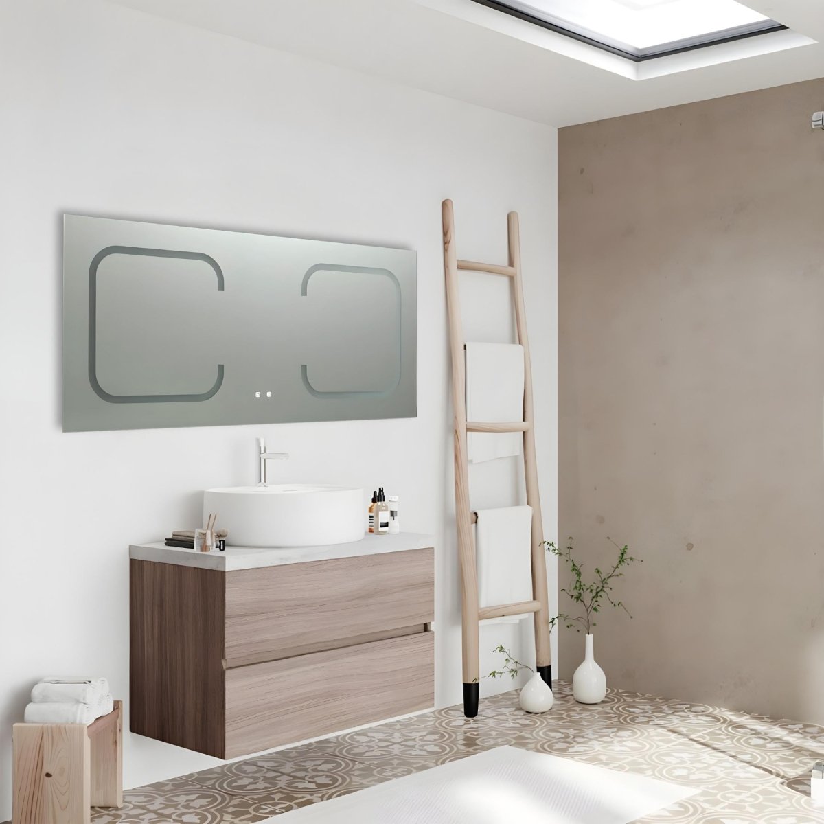 Specchio a led da bagno "Luce" a doppia postazione in alluminio cm 180x80h - MondoViro