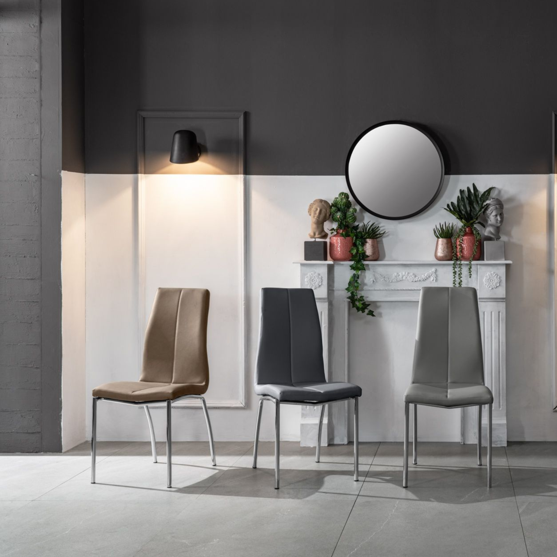 Set di sedie imbottite in similpelle "Pilea" moderne con gambe in metallo cm 44x43 92h