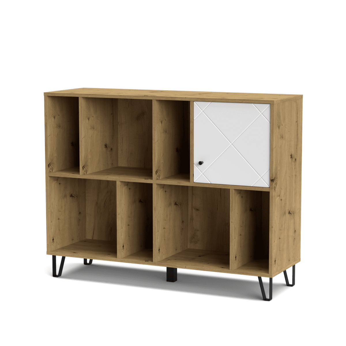 Set mobili da soggiorno "Living Bollo" in legno rovere artisan e bianco - MondoViro