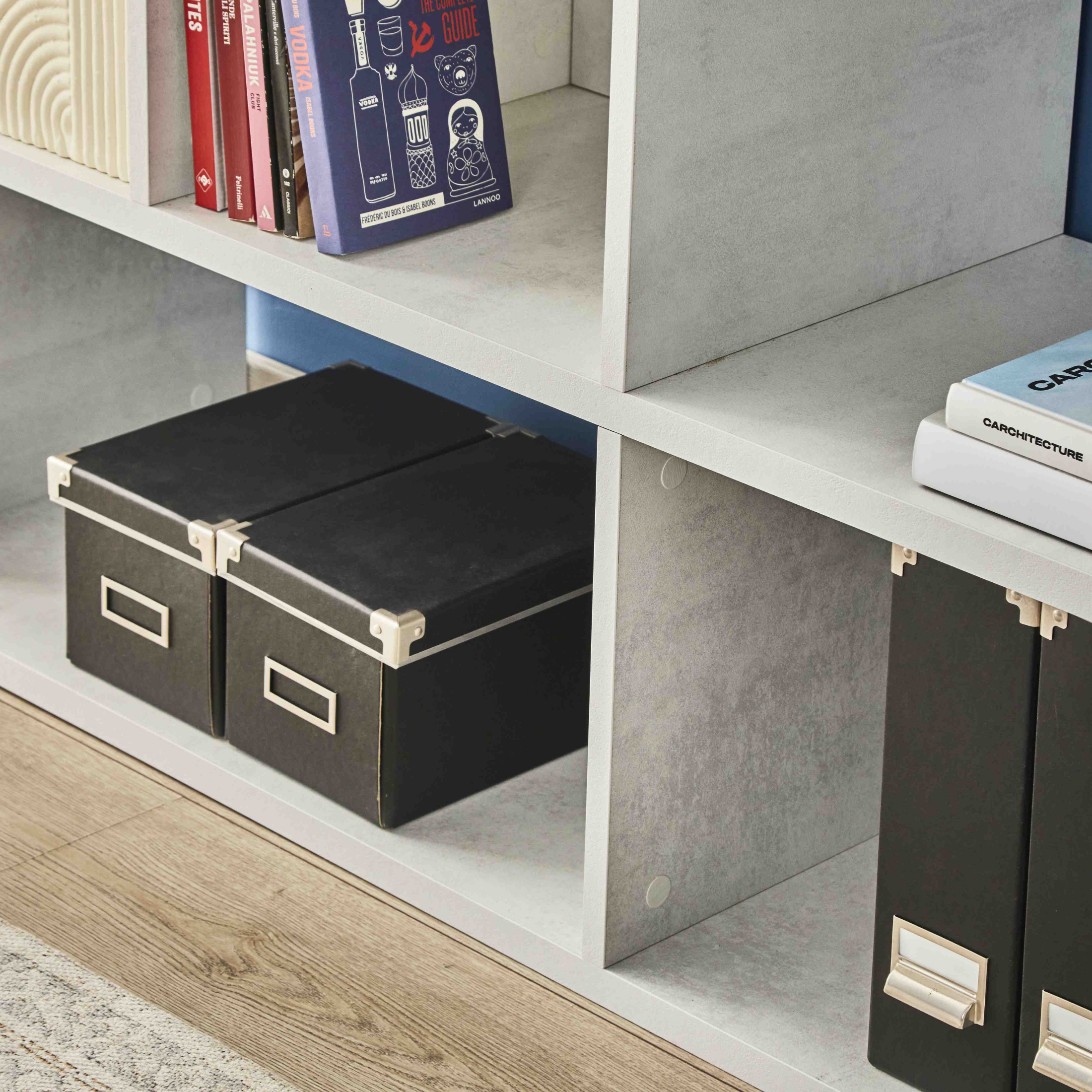 Libreria divisoria modulare "Riflessioni" in legno 4 piani moderna cm 150x38 144h