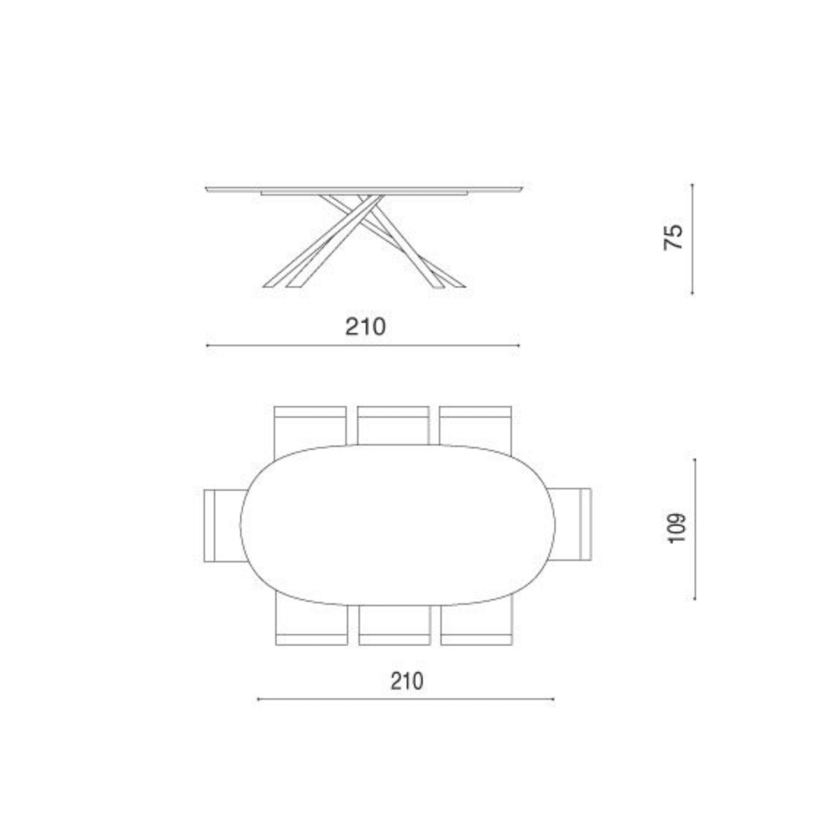 Tavolo fisso moderno da pranzo "Canyon" con base in metallo e piano in rovere cm 210x109 75h - MondoViro