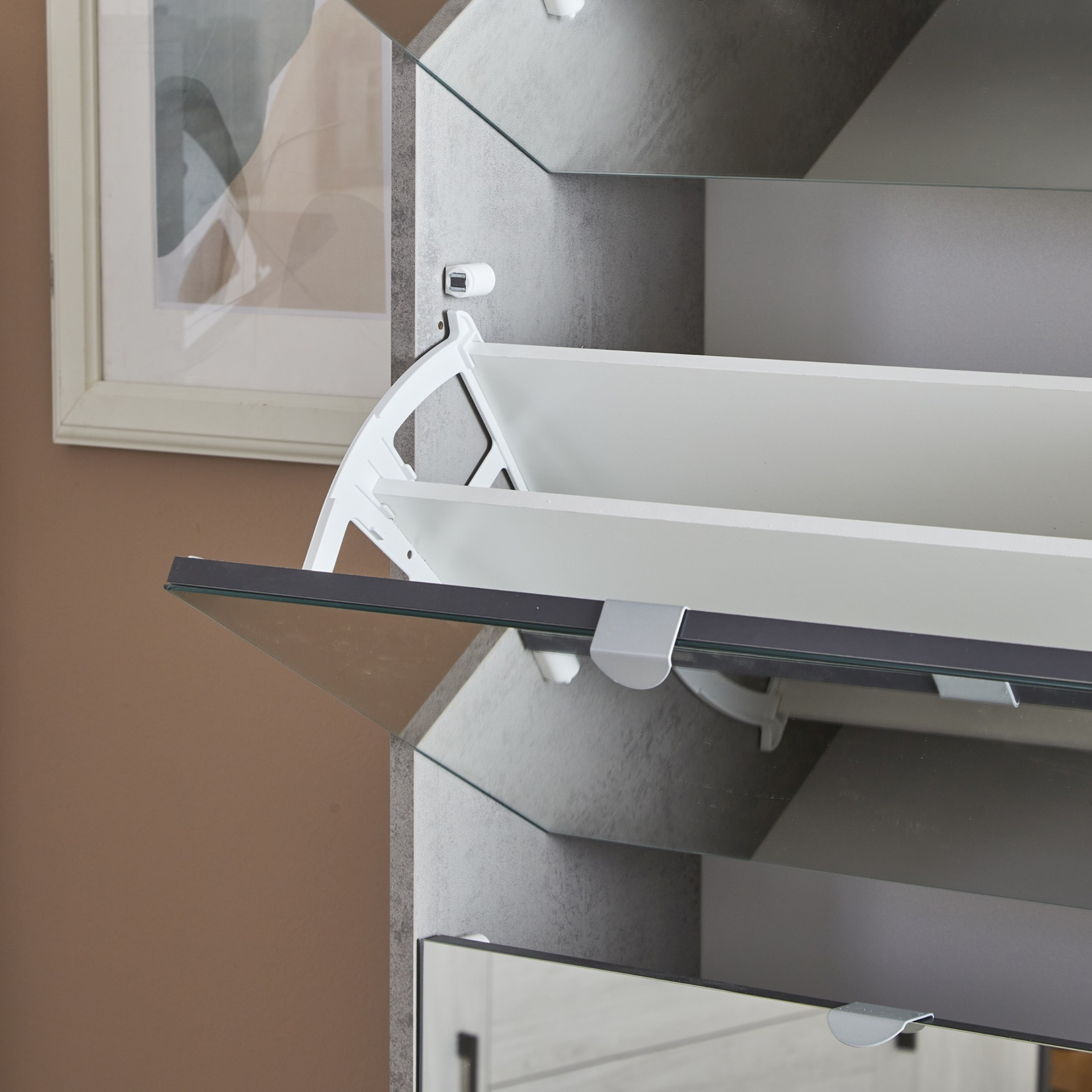 Scarpiera moderna a specchio "Melissa" 5 ante in legno cm 63x18 190h