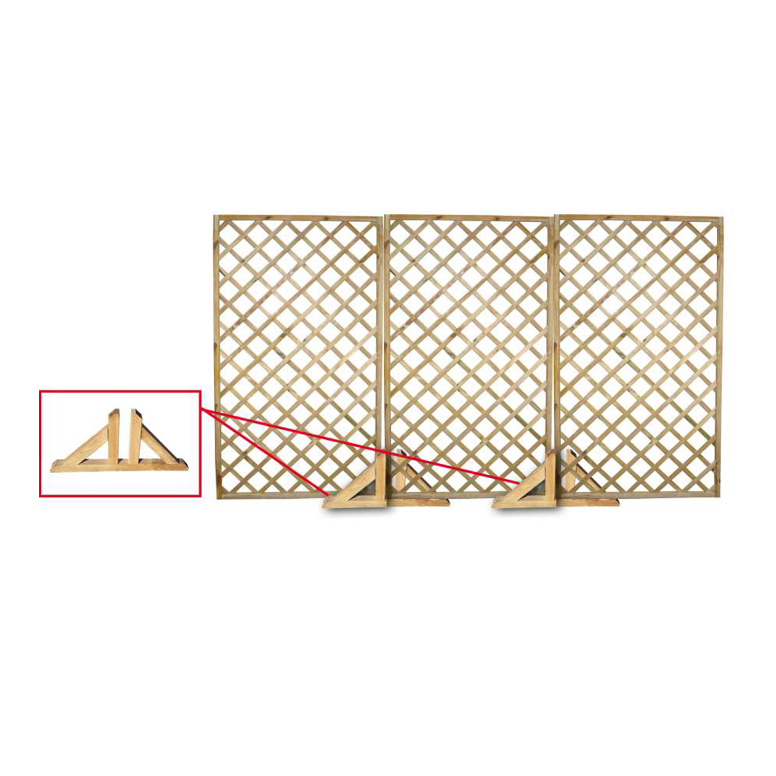 Piedino doppio per pannello grigliato o frangivento in legno impregnato cm 60x4,5 30h