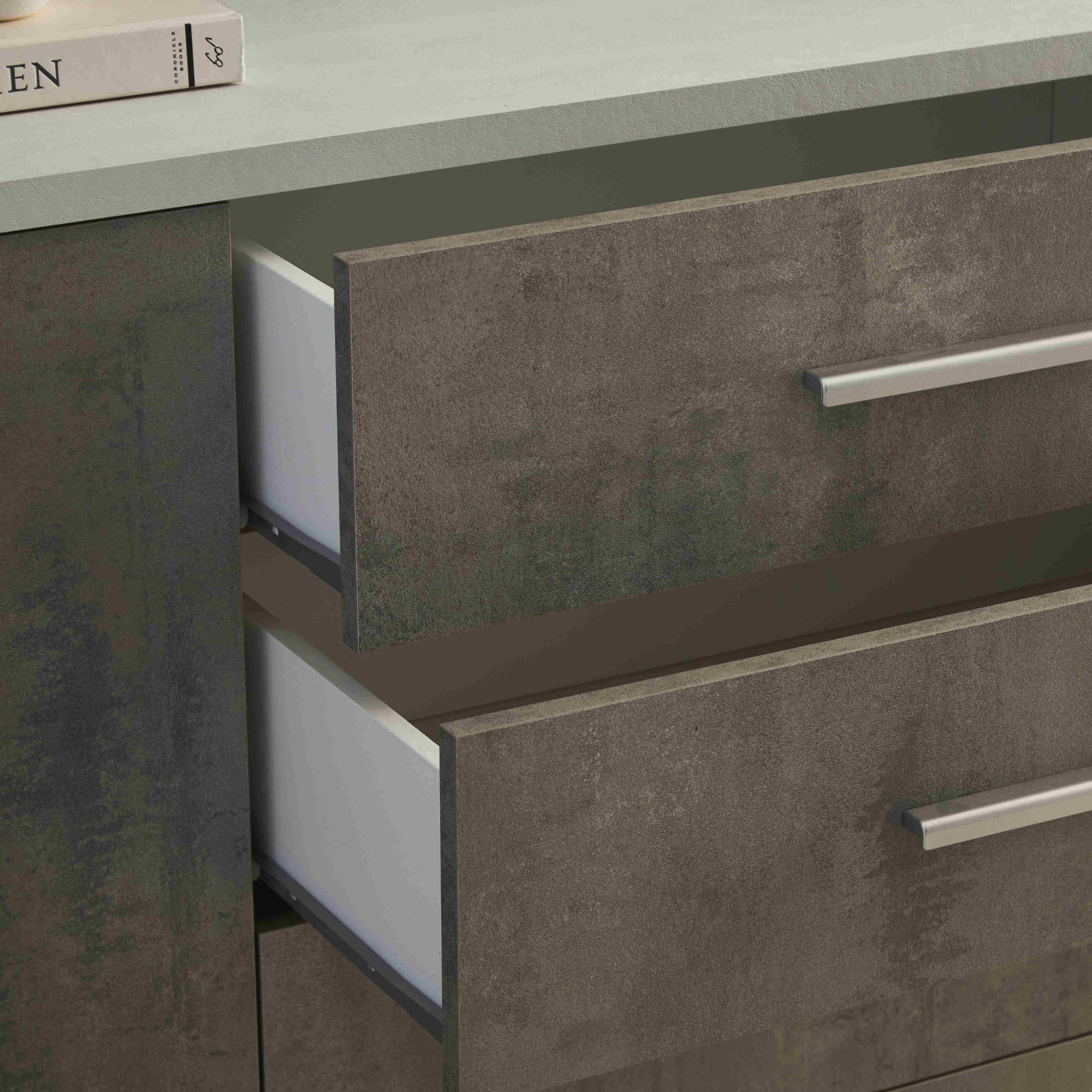 Mobile in legno "Roby" credenza con 4 ante e 4 cassetti cm 203x41 84h