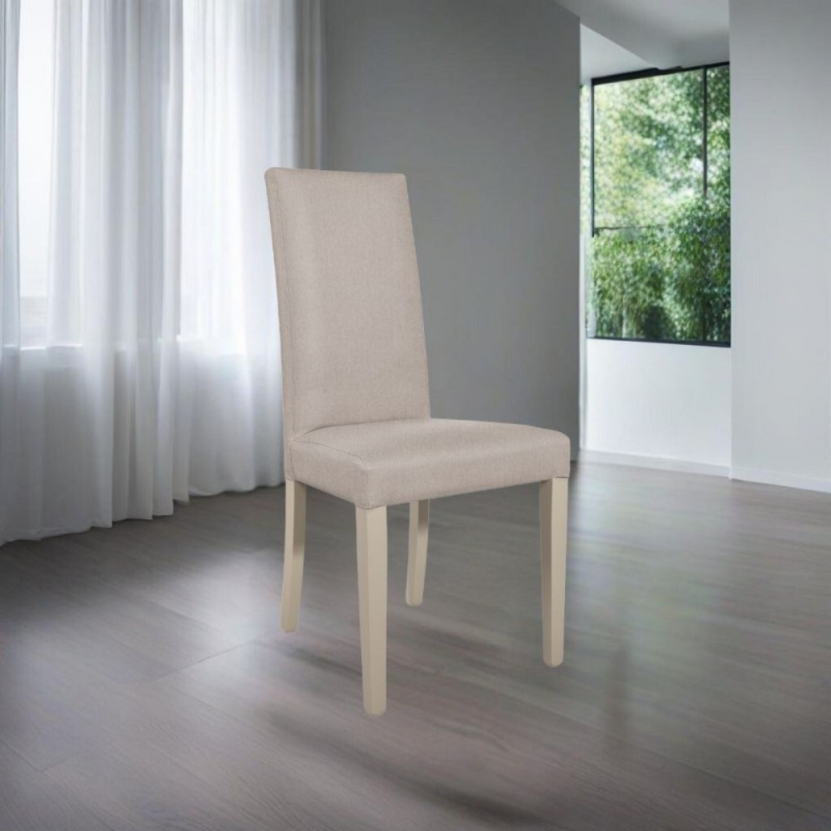 Set di sedie da pranzo "Nancy" imbottite in tessuto Soro con gambe in legno cm 47x47 101h