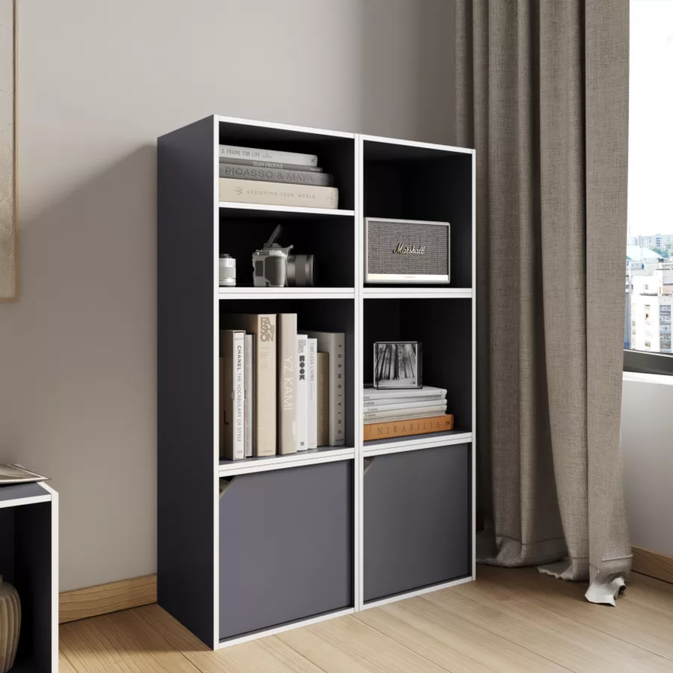 Mensola a giorno colorata "Cubo" in legno cm 35x35 29h